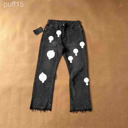 Mens Jeans Designer Make Old Washed Chrome Straight Trousers Heart Letter Prints for Women Men Casual Long Style Chromees Hearts 4duy O9 1cot