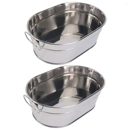 Dinnerware Sets 2 Pcs Seafood Bucket Barrel Mini French Fries Storage Holder Large Galvanised Tub Cooler