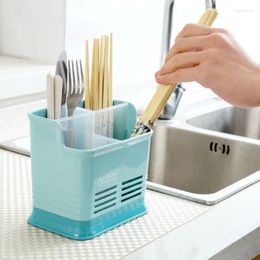 Kitchen Storage 1PC Spoon Chopsticks Fork Box Rack Multifunction Drain Cutlery Holder Plastic Countertop