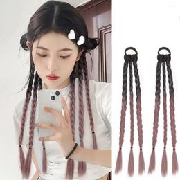 Hair Accessories Extension Gradient Colour Ponytail High Temperature Fibre Wig Rope Braiding Hairpieces Twist Fake