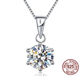 100 Real 925 Solid Silver Pendant Necklace Round Luxury 8mm 20ct Zirconia Diamond Fine Jewellery For Women Gift3697880