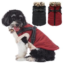 Dog Apparel Pet Jacket Winter Clothes With Tiger Stripe Fur Collar Coat Puppy Clothing Waterproof Vest For Chihuahu