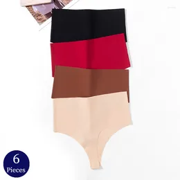 Women's Panties Giczi 6PCS/Set High Waist Seamless Thongs Fashion Underwear Sexy Lingerie Cosy G-Strings Sports Woman Underpants