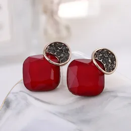 Stud Earrings Korean Acrylic Crystal Stone Women's Perforated Fashion Wedding Jewellery Gift 2024