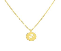Sagittarius 12 Constellation Signs pendant chain Necklace amulet Geometric circle Zodiac Horoscope Astrology Disc Lucky name woman9572242