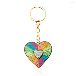 Keychains Spinning Heart Keychain Self Care Message Reminder Wheel Interactive Spinner Keyring For Women Men Cosplay Jewellery Gift