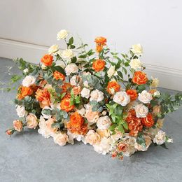 Decorative Flowers Orange SeriesWedding CelebrationArtificial FlowerRow Groundflower Arrangement DecorWedding Event Props Background Window