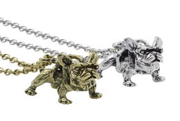 Fashion Punk Animal French Bulldog Pendant Necklace Jewelry Silver Gold Color 2 Color Dog Pendant Long Necklace For Men Women8884982