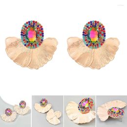 Stud Earrings Women Fashion Jewelry Style Leaf Colorlful Handmade Sweet Crystal For Girl