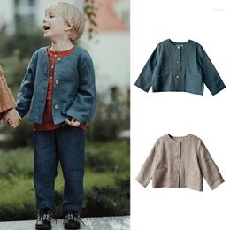 Jackets Children Clothing Coat Autumn Baby Boys Girls Jacket Long Single Breaked O-Neck Loose Mother Kids Sleeve Clothes