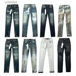 Designer Jeans Men Purple Women Pants Purple Ksubi High Street Retro Paint Spot Slim Feet Micro Elastic Jeans Hip-hop Zipper Hole Plus Size BYQM