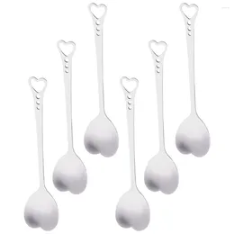 Spoons Cabilock Sundae Spoon Set 6 Heart Shaped Ice Cream Dessert Stainless Steel Tea Stirring