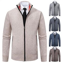 Hochwertige Herrenbekleidung, Fleece-Strickjacke, durchgehender Reißverschluss, Jacke, groß und groß, eleganter Freizeitpullover, Europa, männlicher Golfmantel 240130