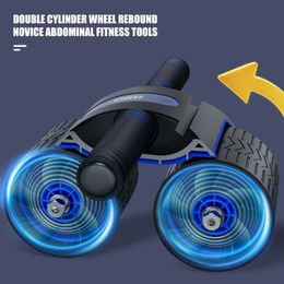 AB Wheel Roller Automatic Rebound Widened Double Slide Auto Brake Abdominal Muscle Workout Quiet Home Gym Equipment 240127