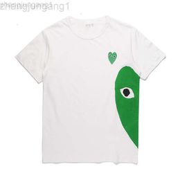 Desginer Cdgs T Shirt Commes Des Garcons Heyplay fashion brand short sleeve T-shirt cotton round neck peach heart mens and womens white side green heart lovers 24SS