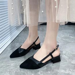 Dress Shoes Minimalist And Elegant Single 2024 Summer Pointed One Line Buckle Headband Back Air High Heel Sandals Zapatos De Mujer