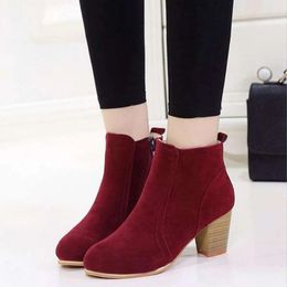 Womens Ankle Boots Autumn Square Heel Platform Sexy Khaki High Heels Shoes 2023 Fashion Winter 240202