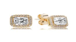 Luxury Designer Women Stud Earrings 925 Sterling Silver Square CZ Zircon Diamond Rose Gold Plated Earings of European Style Jewelr3603027