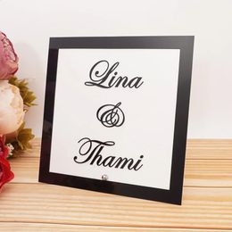 Mariage Wedding Welcome Sign Custom Name White Background Frame Acrylic Party Decor Favour Plate with Nail Any Language 240127