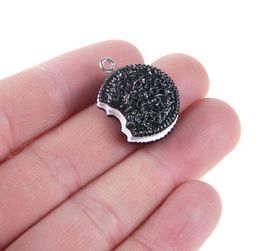 High Grade Half Oreo Biscuits Resin Simulated food Pendant charms for Making jewelry DIY 10 pcs Whole5543484