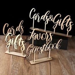 Cards and Gifts Guestbook Favours Table Sign Freestanding Calligraphy Personalised Wedding able decoration Wood Signs Party Decor 240127