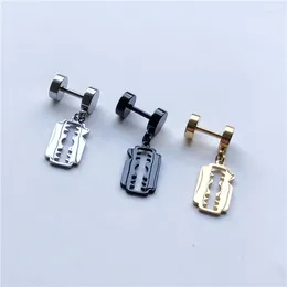 Stud Earrings Hip-Hop Rock Cool Personality Blade Pendant Barbell For Men Women Gold Black Silver Colour Earring Jewellery