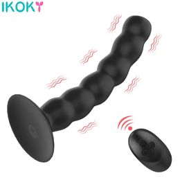 Anal Beads Strong Suction Cup 10 Modes Vibrator Sex Toys for Women Men Vagina Prostate Massage Wireless Remote Control Butt Plug 240226
