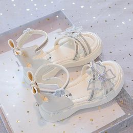 Summer Childrens Girls Gladiator Sandals Crystal Princess Solf Shoes Nonslip Breathable Fashion Kids 240226