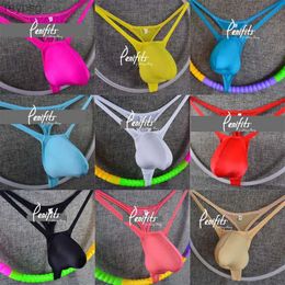 Briefs Panties Sexys Mens Silky Smooth Bulge Penis Pouch Bud String Thong Gay Underwear G strings Nylon Spandex YQ240215