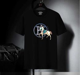 Men's T-Shirts European station t-shirt mens tide brand thin section 3D t-shirt H horse hot drill short-sleeved modal couple trend round neck mens clothing