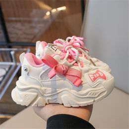 2024 Mixed Colours Lace-up Girls' and Boy Sports Shoes Children's Mesh Shoes Soft Sole Breathable Light Non- Slip Trend Shoes