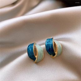 Stud Earrings Unique Blue Oval Cross Hollow Stub Earring For Women Geometric Punk Cool Girl's Bridal Daily Fashion Jewelry Gifts