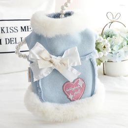 Dog Apparel Cute Winter Plush Thickened Clothes Suede Cat Jacket Love Vest Plus Velvet Fashion Design Sweater Christmas