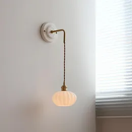 Wall Lamp Ceramic Base With Wire Light Modern Bedroom Bedside Designer Window Background Hanging Fixtures