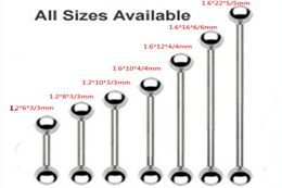 Whole Tongue Barbell Ring Stainless Steel 70pcs Lot Mix 7 Sizes Body Piercing Jewellery Tongue Ring1603332