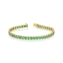 Charm Bracelets Geometric Bezel Rectangle Cubic Zirconia Green CZ Tennis Chain Bracelet For Women Gold Colour Fashion Jewellery