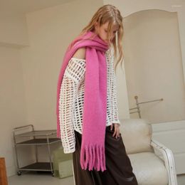 Scarves 36 220cm Solid Colour Sheep Wool Fringed Scarf Autumn Winter Women Soft Warm Long Cashmere Female Neckercheif Shawl