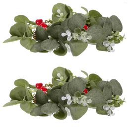 Candle Holders 2 Pcs Love Garland Holder Flower Table Wreath Floral Rings Mini Wreaths Pillar Silk Cloth