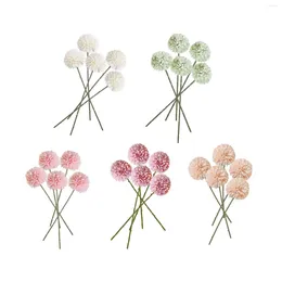 Decorative Flowers 5 Pieces Silk Hydrangea Bridal Wedding Bouquet Artificial Chrysanthemum Ball For Table Garden