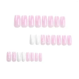 False Nails Woman Glossy Press-on Nail Valentine's Day Removable Simple Squoval For Women And Girls Decoration
