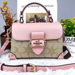 Colour Box Square New High end Leather Portable Commuting Small Bag Single Shoulder Crossbody Blocking Women s factory direct sales