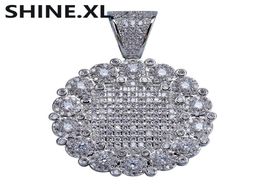 Hip hop Round Cluster Medallion Gold Pendant Necklace Chain Charm Silver Colour Bling Cubic Zircon Men Women For Gift2866179