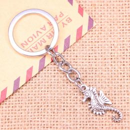 Keychains 20pcs Fashion Keychain 29x12mm Hippocampus Seahorse Pendants DIY Men Jewellery Car Key Chain Ring Holder Souvenir For Gift