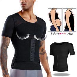 Fashion Men Shapewear Tops Shapers Male Girdle Shirt Men's Tummy Belly Control Slimming Waist Trainer Undershirt Tops 240126