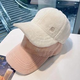 Ball Caps Fashion Fur Blended Hat Cap Female Autumn Winter All-match Plush Baseball Women Girl Sports Casual