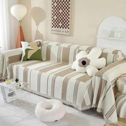 Chair Covers Strip Pattern Universal Chenille Sofa Cloth Towel Modern Non-Slip Full Cover Slipcover Blanket 1/2/3/4 Seaters