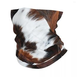 Bandanas Scottish Highland Cow Cowhide Bandana Neck Gaiter UV Protection Face Scarf Cover Animal Hide Leather Headwear Tube Balaclava