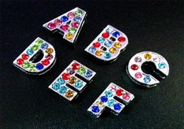 Whole 8mm 130pcslot AZ Coloured full rhinestones Slide letters DIY Alphabet Accessories fit for 8mm leather wristband keychai7337470