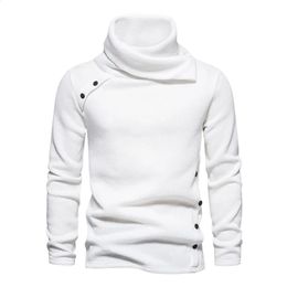 Basic Men Sweatshirt Mens High Piled Collar Knitted Warm Thick Pullover for Fall Winter Solid Colour Long Sleeve 240123