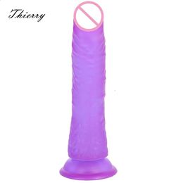 Thierry 21cm Jelly Cock Realistic Dildos with Strong Suction Cup Flexible Artificial PenisSex Toys for Women G Spot Dick Dong 240130